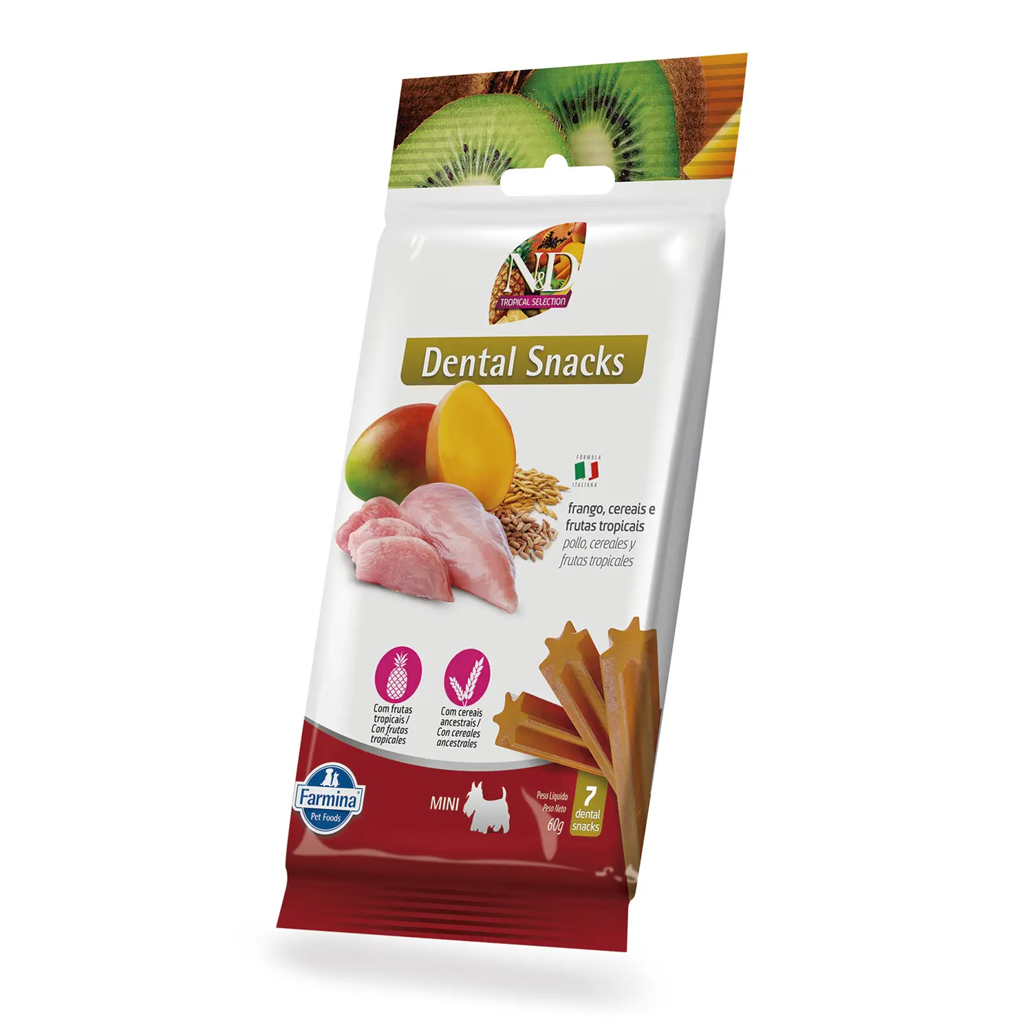 Petisco Dental N&D Tropical Cães Mini e Pequenos Frango, Cereais e Frutas Tropicais